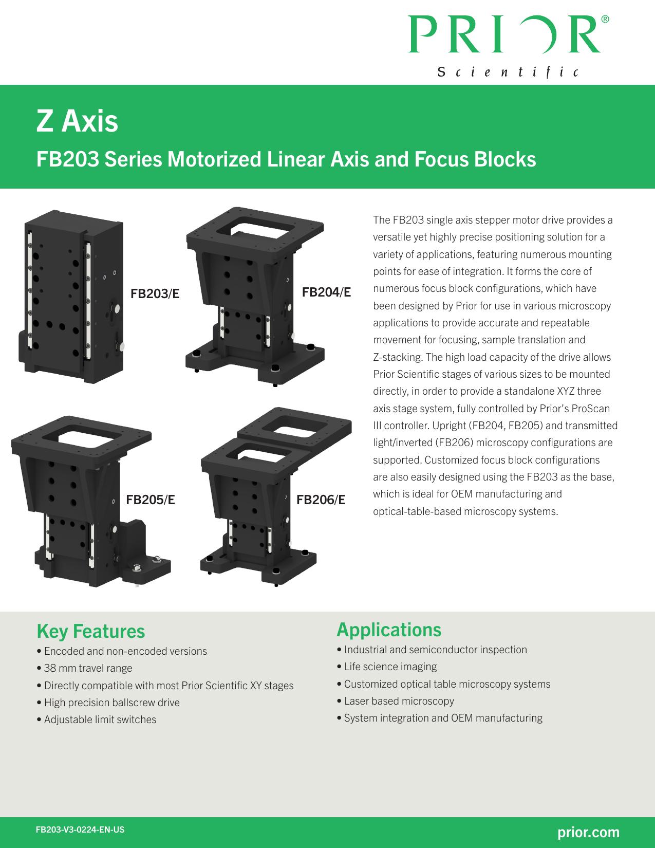 Prior Z Axis Motorised Focus Mounts